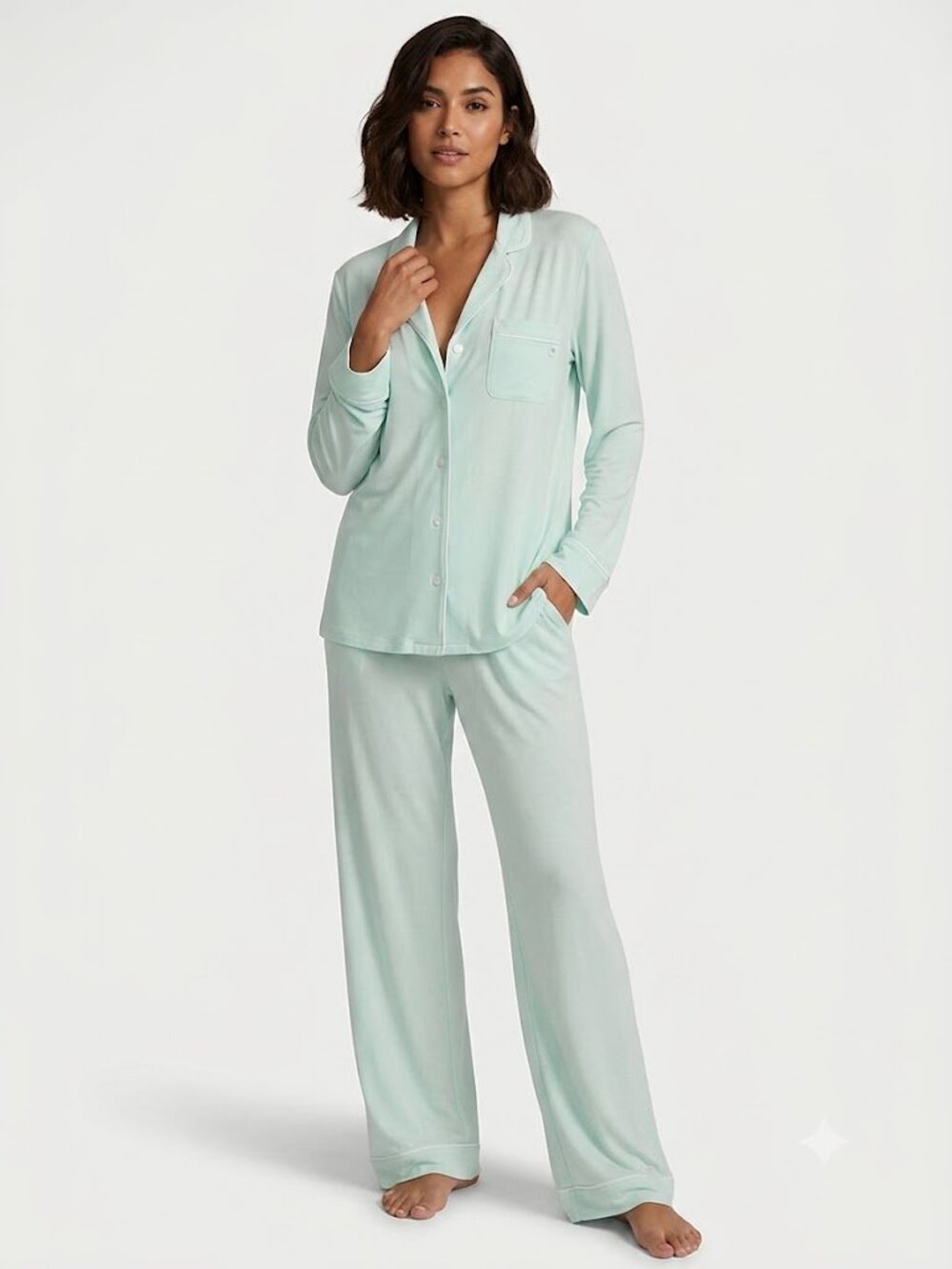 Victoria's Secret Modal Long Pajama Set in Tradewinds Blue NWT